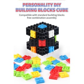 Findbetter Building Blocks Cube Building Blocks Removable Surface Color Blocks 3x3x3 Rotating Smooth 3D Puzzle Building Cube Removable Blocks
