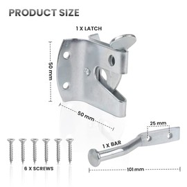Garden Gate Latch for Wooden Gates - Galvanised Silver Door Latch Lock Self Locking Gate Catch - Weather Protection Auto Door Latches for External Doors