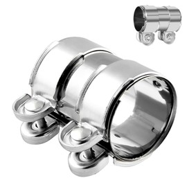 Exhaust Clamp, 60 x 95 mm Double Clamp Exhaust Pipe Clamp, Double Clamp Stainless Steel, Exhaust Clamps Clamps with Double Clamp, Universal Connector, for Exhaust Pipes, Motor Vehicles