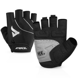 ATERCEL Cycling Gloves, Bicycle Gloves, Cycling Gloves, 0.2 inch (5 mm), SBR Pad, Shock Absorption, Reflective Strip, Summer, 3D, Three-Dimensional, Finger Cut, Sweat Absorbent, Quick Drying, Road