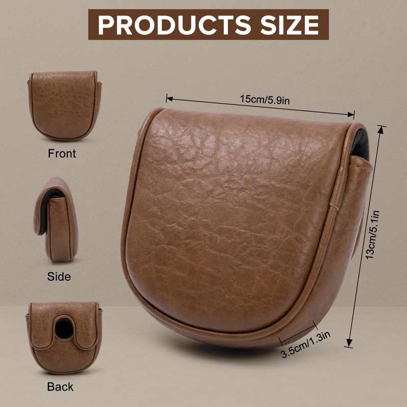 Golf Mallet Putter Cover Headcover, Magnetic Closure Premium Leather Birdie
