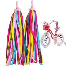 VNIDJGB 1 Pair Bicycle Handlebar Streamers,Colorful Scooter Tassels Girls, Bicycle Grips Ribbons,Kids Bike Accessories,for Kids Girls Boys Micro Scooter,Tricycle and Bike's Handlebars.(Yellow Pink)