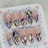 Pink Full Stone Gra Handmade Nail Tip Pedi Tip -