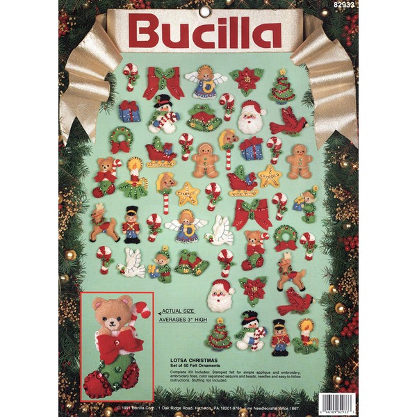 Bucilla "Lotsa Christmas" Set Of 50 Felt Applique Ornaments Kit 82933
