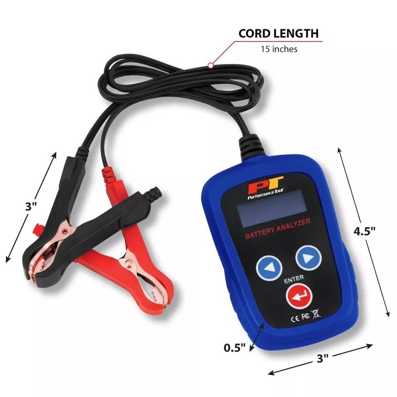 Performance Tool Digital W2999 12V Car Battery Tester, 100-2000 CCA