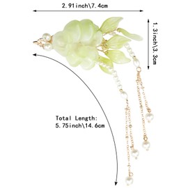 1 Pair of Fresh Green Handmade Goldfish Hairpin, Vintage Hair Clips, Tassel Hair Clip, Hanfu Decorative Hair Clips, and Chinese Hair Accessories, for Women Bride Bridesmaids