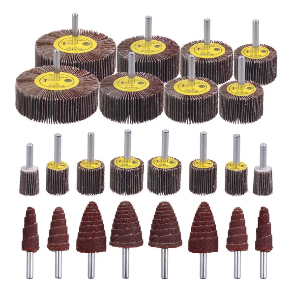 Mixiflor 24 Pack Abrasive Flap Wheel Sander,80 Grit Flap Wheels