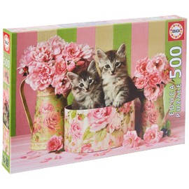 Educa Borras 17960 500 Kätzchen Mit Rosen Puzzle, Multi-Coloured
