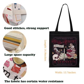 KUIYAI Dark Romance Reader Society Tote Bag Spicy Book Club Gift Dark Academia Bag Morally Grey Gift Trigger Warning Book Gift (WarningWelcomeTBlk)