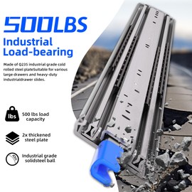 SLIDEWAY 500Lbs Heavy Duty Upgraded Locking Drawer Slides 1 Pair 16 18 20 22 26 30 40 Inch Full Extension Ball Bearing Sliding Rails Cabinet Runners Tracks RV Glides (76mm Wide Lock)-16"