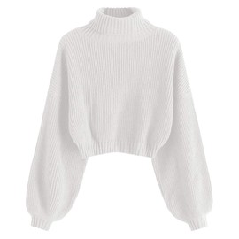 Zaful Women's turtleneck jumper, short jumper, long sleeve jumper sweater. - White, size: s