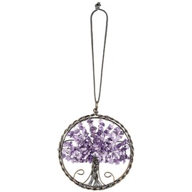 mookaitedecor Amethyst Crystal Tree of Life Hanging Ornament Wall Art Decor Gemstone Reiki Stone Gifts for Friends Hallway Stairs, Reiki Chakra Stone Home Decor for Good Luck