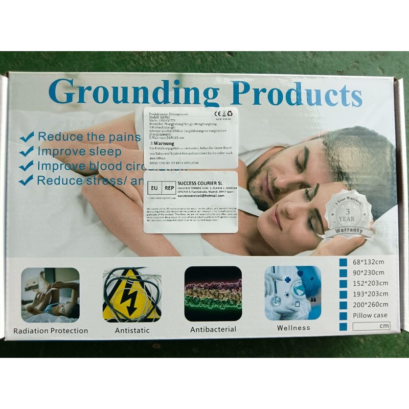 Grounding Mat for Bed with EU Cord, Beathable Grounding Sheet