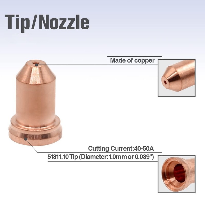 20Pcs Plasma Cutting Torch Nozzles Electrodes Brass Strong High Temperature