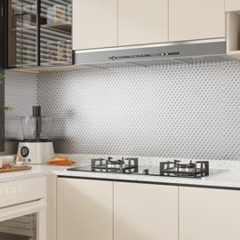 CRE8TIVE Silver Stainless Steel Contact Paper 24"x354" Kitchen Backsplash Wallpaper Peel and Stick Oil Proof Waterproof Heat Resistant Self Adhesive Aluminum Foil for Countertops Cabinets Appliances