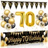 70th Birthday Decoration Man Woman, 70th Happy Birthday Banner Black