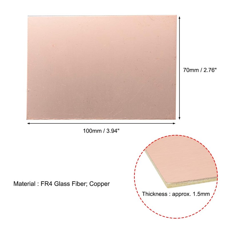 sourcing map Double-Sided Copper-Clad Laminate PCB Circuit Board FR4 100