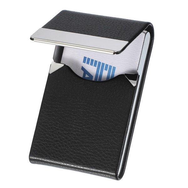 PATIKIL Business Card Holder, Metal PU Leather Slim Name Card