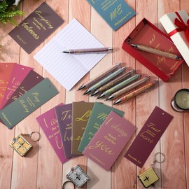 Moinchore 200 Pcs Bible Gifts Set Include 50 Bible Verses Notebooks 50 Christian Bookmarks 50 Scripture Ballpoint Pens 50 White Organza Bags for School Office Church Motivational Gift (Multicolor)