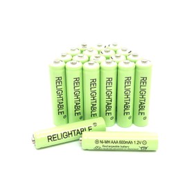 Relightable NiMH AA/AAA 600mAh 1.2V Rechargeable Batteries for Solar Lights, Garden Lights and Remotes (20PCS AAA 600mAh Batteries)