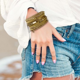 SPUNKYsoul Handmade Bohemian Coil in Gold Bracelet for Women Collection