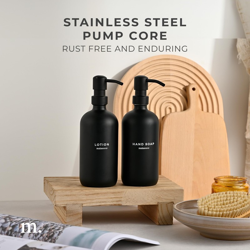 MaisoNovo Black Hand Soap Dispenser for Bathroom Set | 16.9