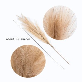 UiiziC Faux Pampas Grass 6 PCS 35"/90cm Dried Fluffy Artificial Flowers Ascendant Grass for Vase Fillers Wedding Party Bouquets Home Hotel Centerpieces Decor (Brown)