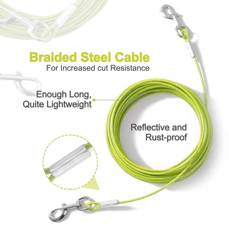 Mi Metty Dog Tie Out Cable 10ft Chew Proof Dog