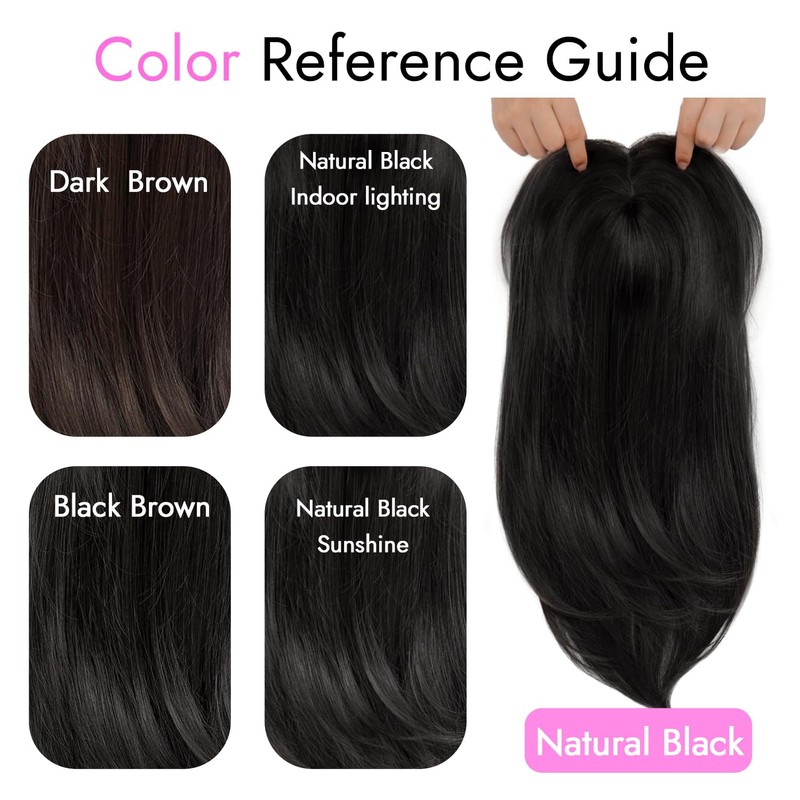 Hair Toppers for Women, 5x6 Inch Large Base Clip In,24