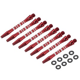PATIKIL Aluminum Dart Shafts 45mm, 8 Pack Medium 2BA Thread Dart Stems Replacement Accessories with Rubber Rings for Steel Tip, Red