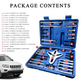 ZNDAW 50PCS Harmonic Balancer Puller Set, Steering Wheel Flywheel Puller Installer Tool Set, Flange Type Gear & Crankshaft Pulley Removal Tool Kit for Car Truck SUV, Car Accessories