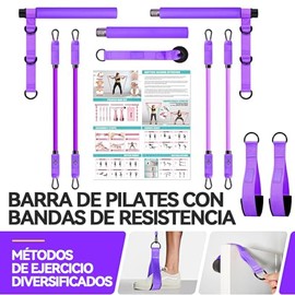 Kit de Pilates con Barra y Bandas de Resistencia, Ideal para Ejercicios de Piernas, Glúteos, Espalda Baja, Brazos, Sentadillas y Otros. Perfecto para 