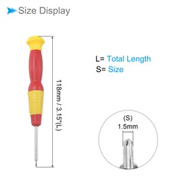 CoCud Mini Phillips Screwdrivers, Size 1.5mm, Length 118mm, Carbon Steel, Small Phillips Screwdrivers with Non-Slip Handle, Pack of 2