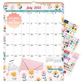 Ospelelf Wall Calendar 2025-2026 Monthly Large Pad Planner with Protective Cover and Sticker for Family Fridge Office Teacher Student 17" X 22" Ditsy Floral