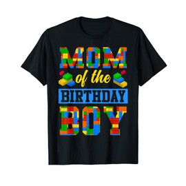 Mom Of The Birthday Boy Building Block Bday Party T-Shirt