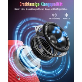 Gladorn Bluetooth Speaker with RGB Lights, 20 Hours Playback, Stereo Pairing, Intense Bass, IPX6 Waterproof, Bluetooth 5.3, Portable Speaker for Home, Outdoor, Camping, Gift