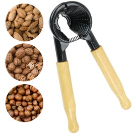 Iconikal Metal Body Wood Handle Plier Nutcracker, Black & Maple