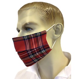 Adult Cotton Red Royal Stewart Tartan Face Mask