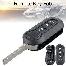 ePathChina 3 Buttons Car Key Remote Control Folding Housing Case Replacement Compatible with Fiat 500 Panda Punto Bravo(Uncut Blade)