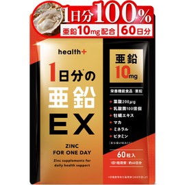 Health+ 1 Day of Zinc, Zinc, 10 mg, Lactic Acid Bacteria, 200 μg Folic Acid, Vitamins, Minerals, Daily Health, 60 Tablets, 60 Day Supply