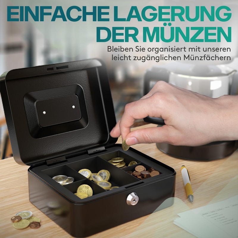 ACROPAQ P0016 Lockable Cash Box with Coin Counting Board, Small