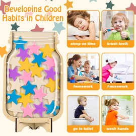 Reward Jar with Star Tokens, Reward Charts for Children Behaviour Potty Training and Daily Chores Reward Chart for Kids, Reward Jar for Classroom (Star)