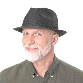 Stetson Plain Toyo Trilby Straw Hat - Plain Hat - Classic Look - Summer Hat with UV Protection 40+ - For Men and Women - Spring/Summer, black