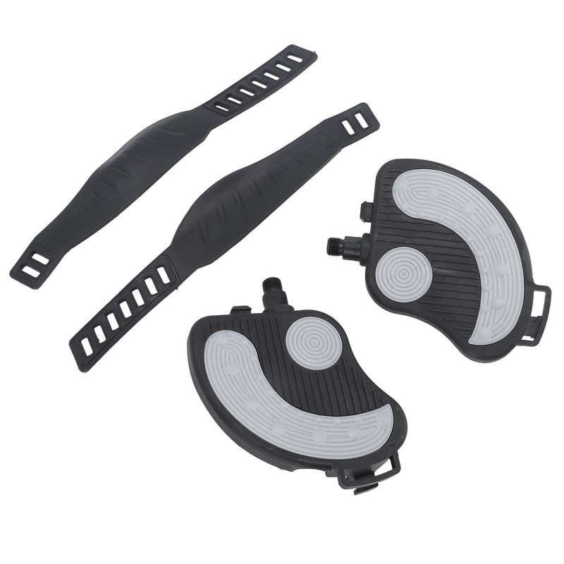 2PCS Exercise Bike Pedals with Straps PP PVC Stainless Steel