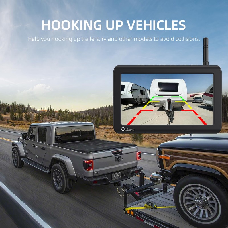 eRapta Wireless Backup Camera Magnetic: 5” Portable, 1-Min Install-Free Trailer