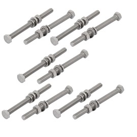 sourcingmap 10pcs 304 Stainless Steel M5x70mm Hex Bolts w Nuts and Washers Assortment Kit