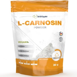 L-Carnosin Pulver 90g | 1000 mg Tagesportion | inkl. Messlöffel | 100% reines veganes L-Carnosin Pulver | hochdosiert und ohne Zusatzstoffe | hohe Bioverfügbarkeit | Laborgeprüft