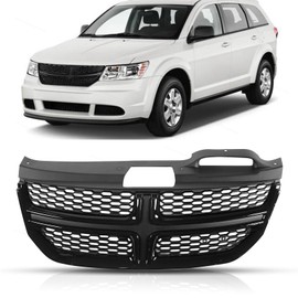 Front Grill Bumper Upper Grille Compatible with 2011-2020 Dodge Journey ABS Replace oe CH1200362, Gloss Black
