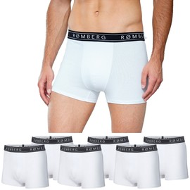 Romberg Men's Boxer Shorts with Lettering, Pack of 6 Made from Sustainable Organic Cotton (GOTS Certified), White with lettering