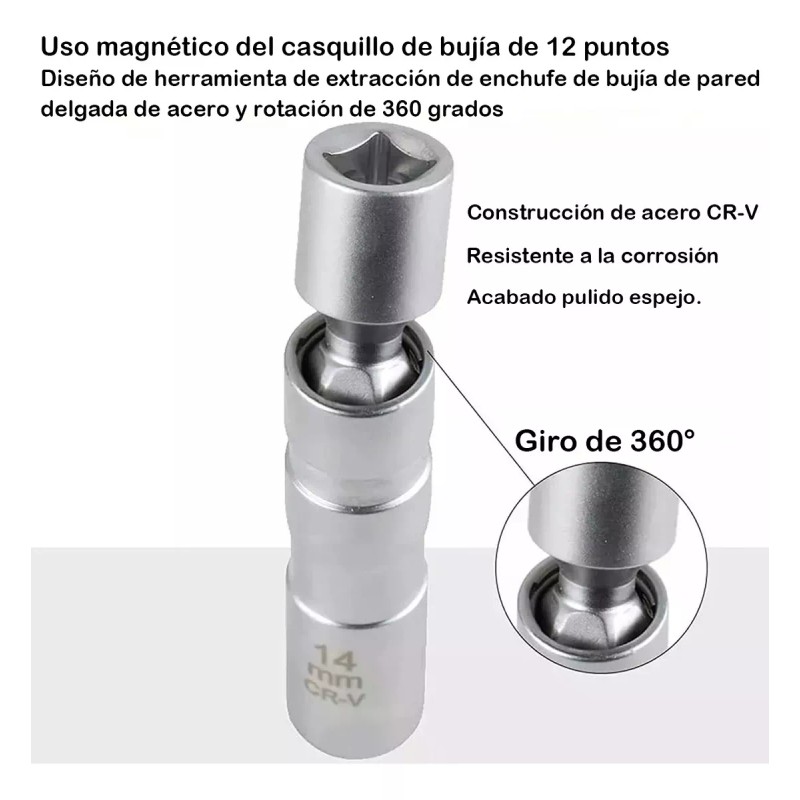 Generic Dado Para Bujías 14mm/16mm Flexible-magnético